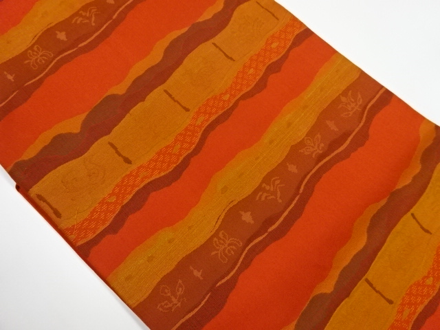 JAPANESE KIMONO / VINTAGE NAGOYA OBI / WOVEN ABSTRACT ANIMALS